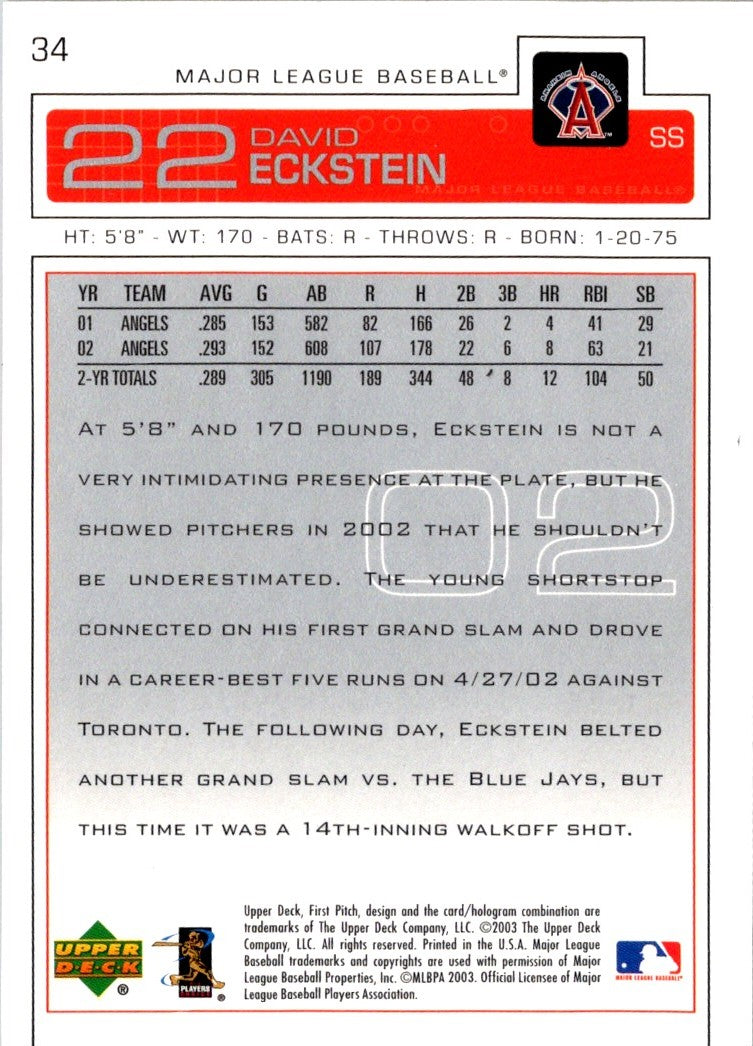 2003 Upper Deck First Pitch David Eckstein