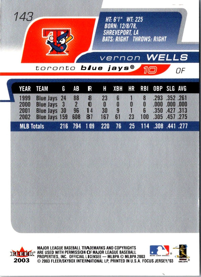 2003 Fleer Focus Jersey Edition Vernon Wells