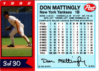1992 Post Cereal Don Mattingly #3