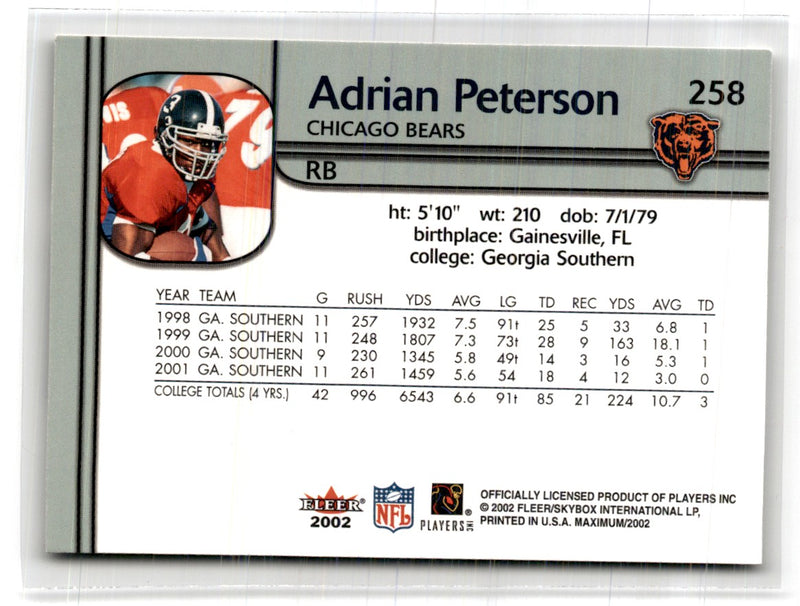 2002 Fleer Maximum Adrian Peterson