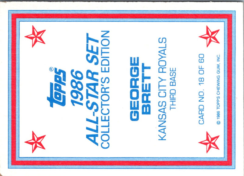 1986 Topps Glossy Send-Ins George Brett