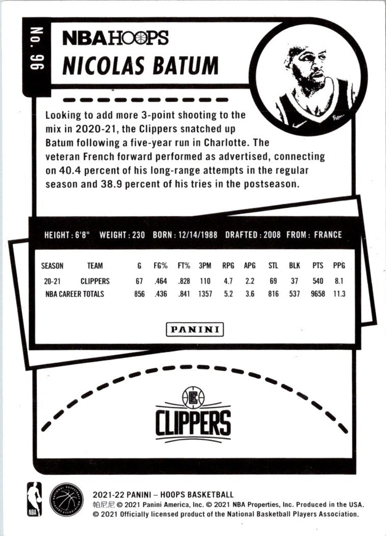 2021 Hoops Red Backs Nicolas Batum