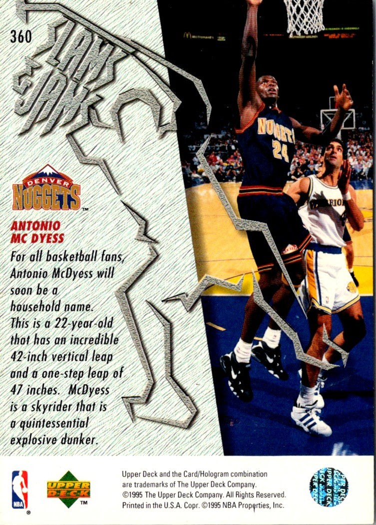 1995 Upper Deck Slams & Jams Jumbos Antonio McDyess