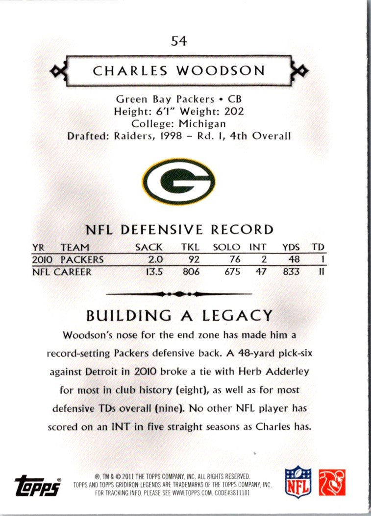 2011 Topps Gridiron Legends Charles Woodson