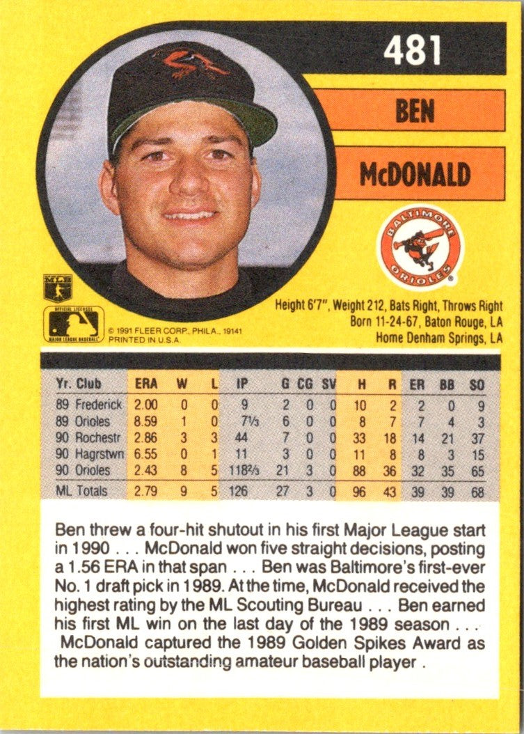 1991 Fleer Ben McDonald