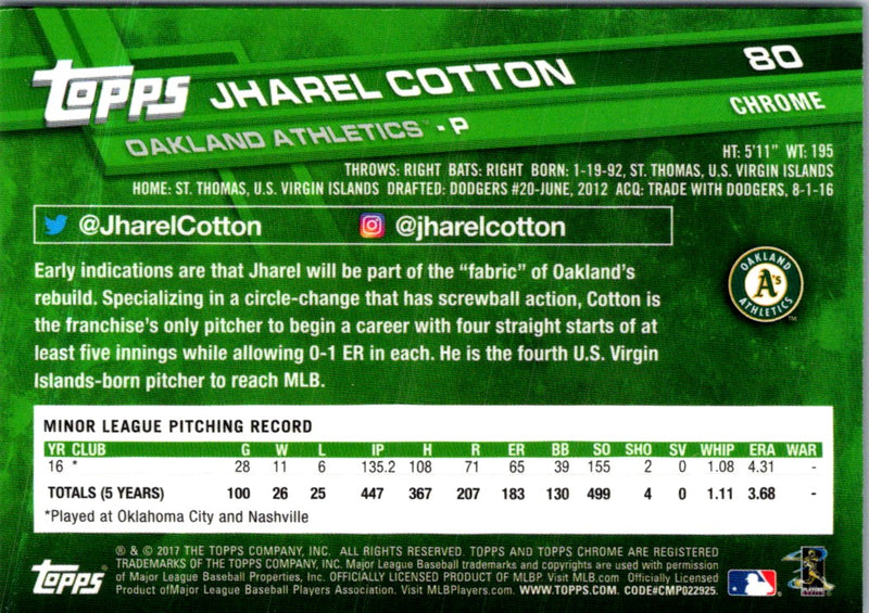 2017 Topps Chrome Jharel Cotton