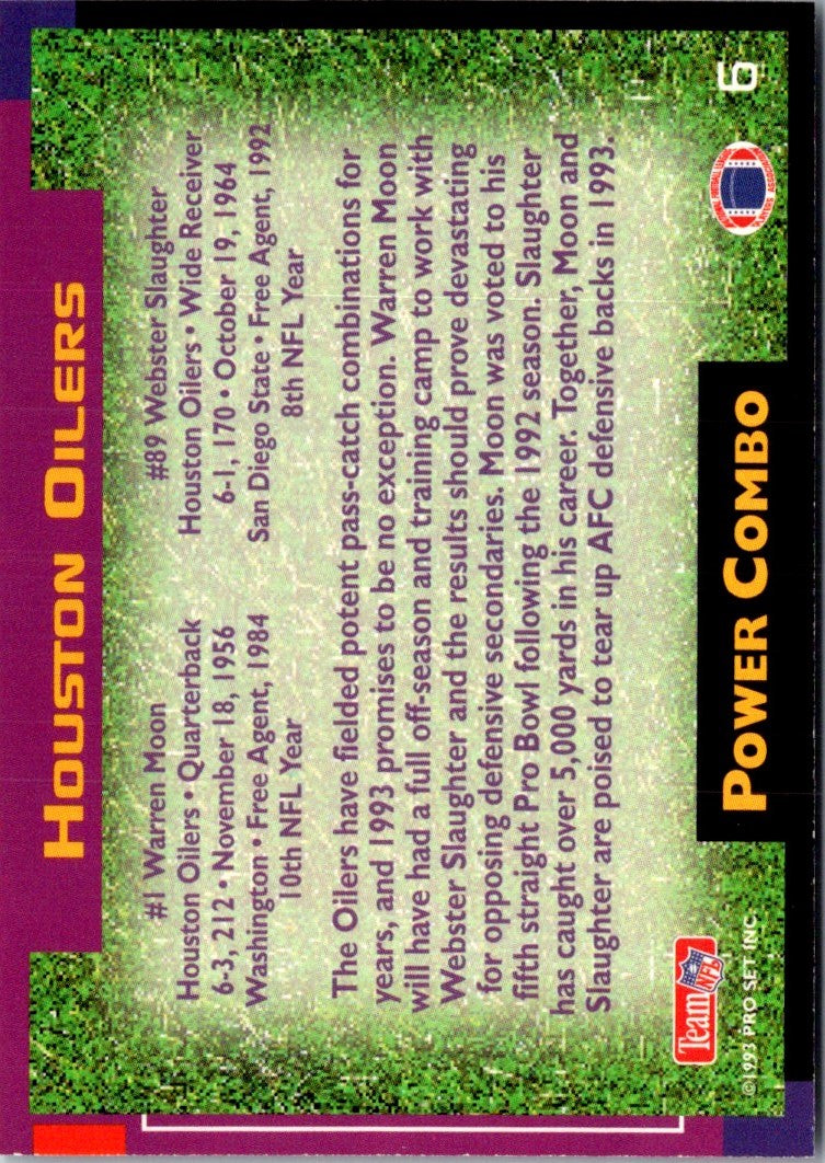 1993 Pro Set Power Combos Warren Moon/Webster Slaughter