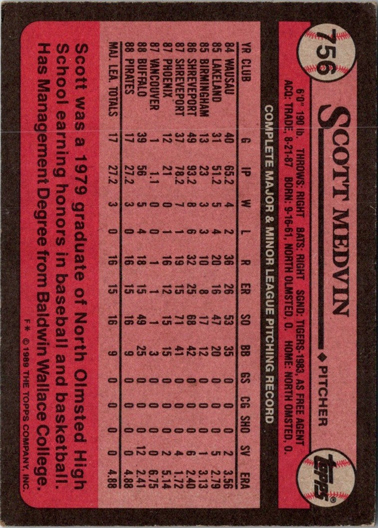 1989 Topps Scott Medvin