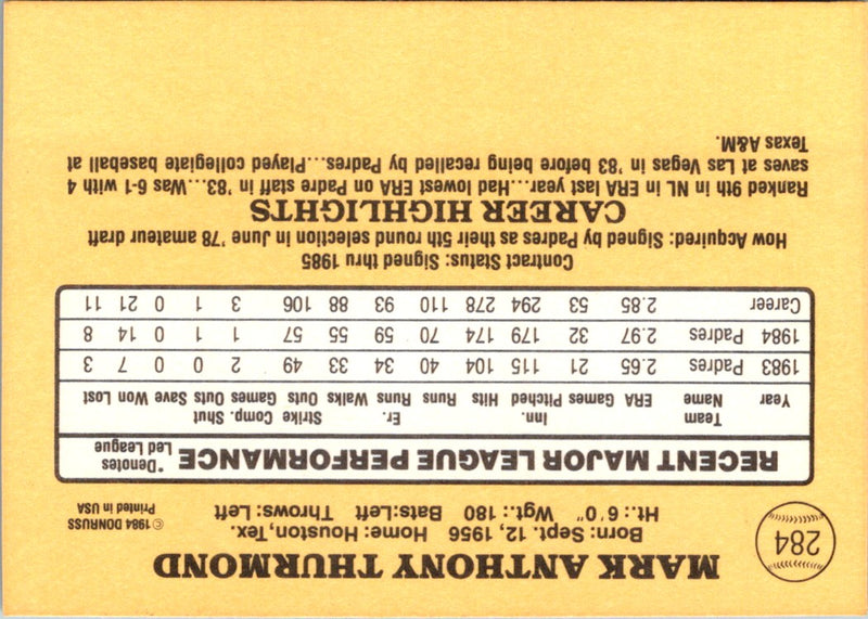 1985 Donruss Mark Thurmond