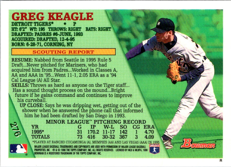 1996 Bowman Foil Greg Keagle