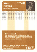 1983 Fleer Von Hayes