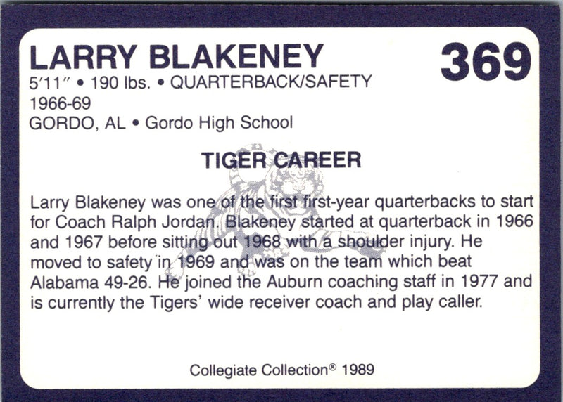 1989 Collegiate Collection Auburn Coke 580 Larry Blakeney