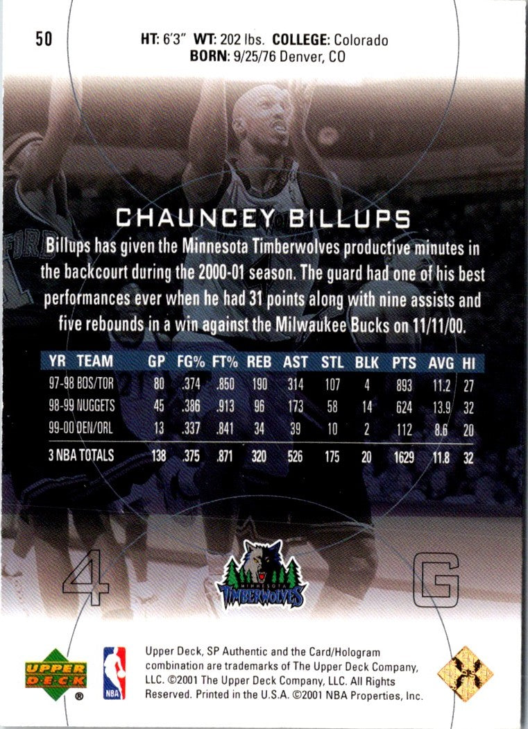 2000 SP Authentic Chauncey Billups