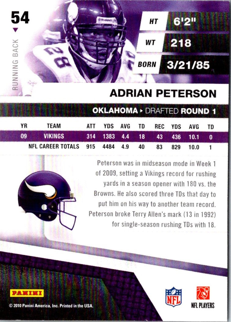 2010 Panini Absolute Memorabilia Retail Adrian Peterson