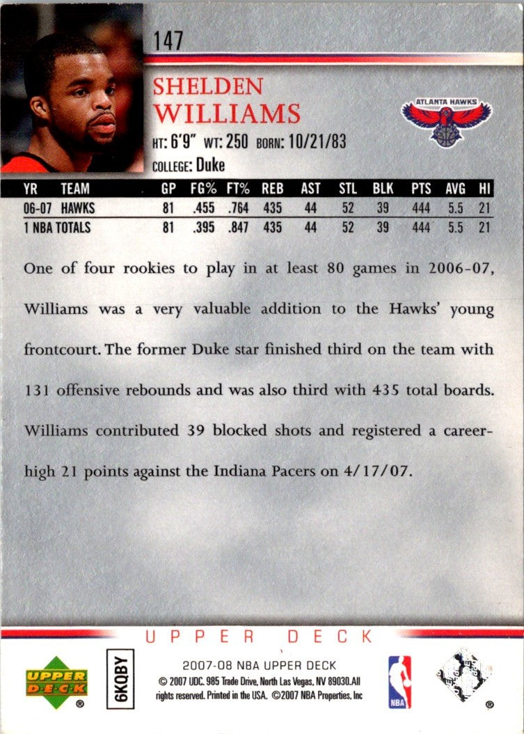 2007 Upper Deck Shelden Williams