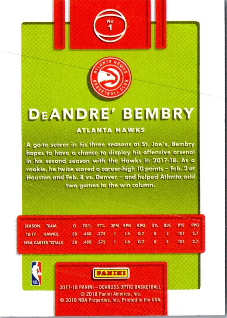 2017 Donruss Optic DeAndre' Bembry