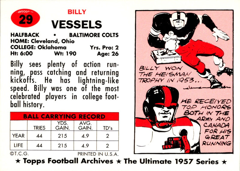 1994 Topps Archives Billy Vessels