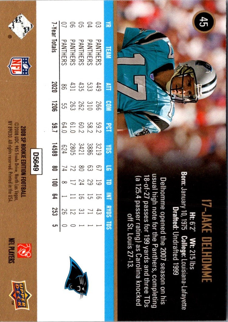 2008 SP Rookie Edition Jake Delhomme