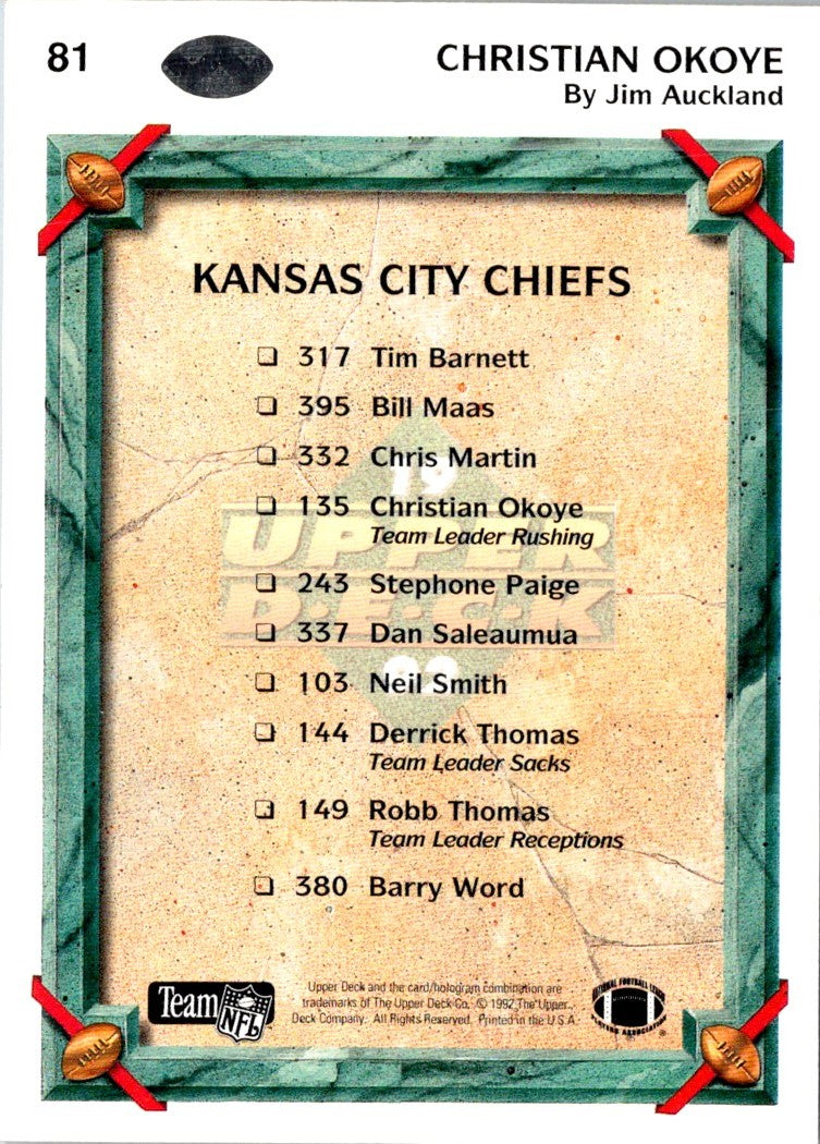 1992 Upper Deck Christian Okoye