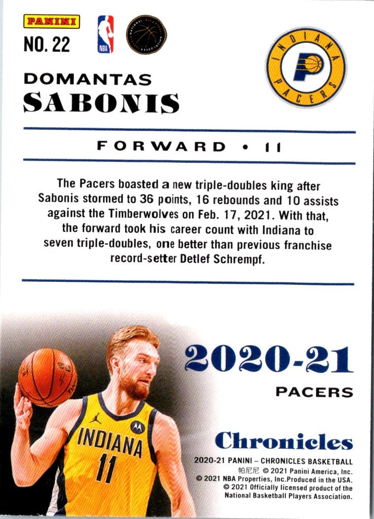 2020 Panini Chronicles Domantas Sabonis