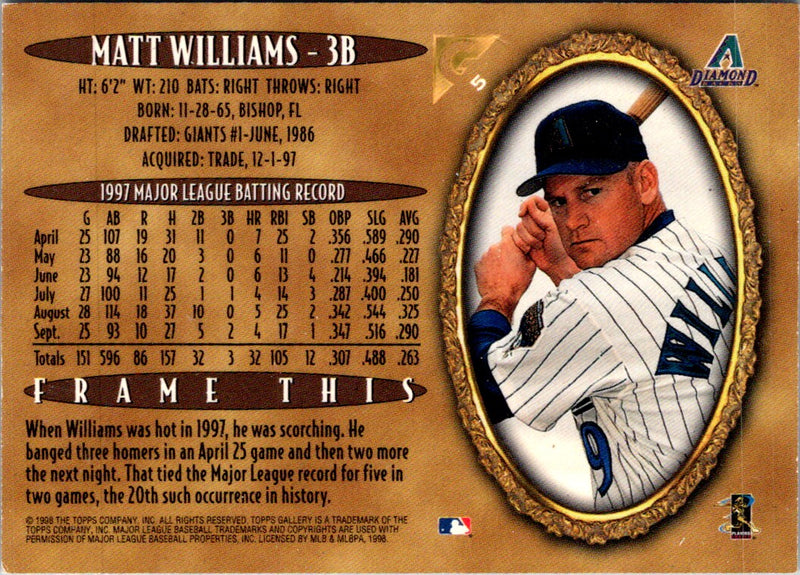 1998 Topps Gallery Matt Williams