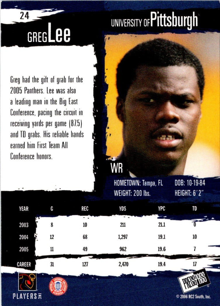 2006 Press Pass Blue Greg Lee