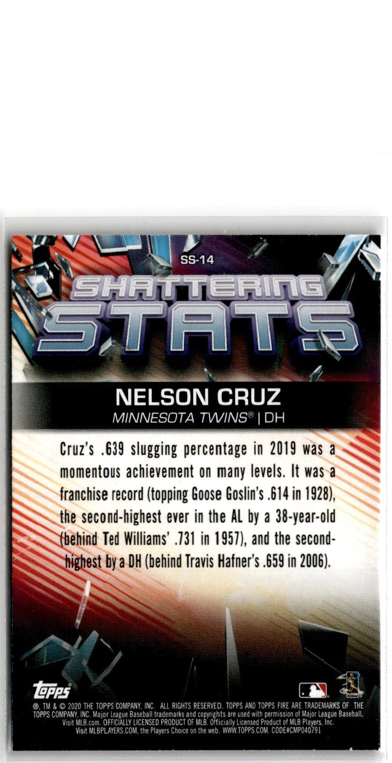 2020 Topps Fire Shattering Stats Gold Minted Nelson Cruz