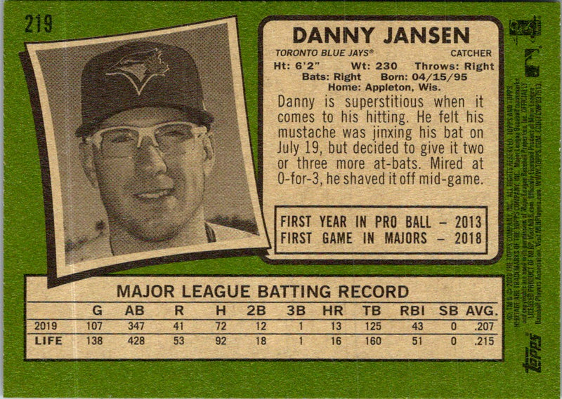 2020 Topps Heritage Danny Jansen