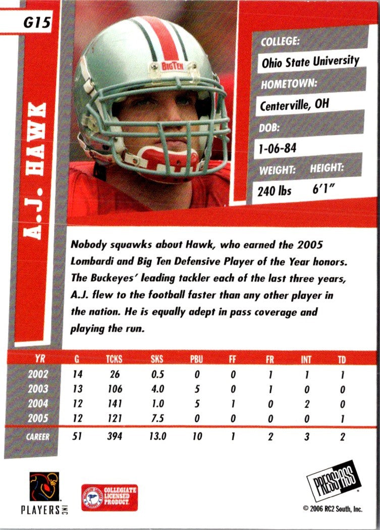 2006 Press Pass SE Gold A.J. Hawk