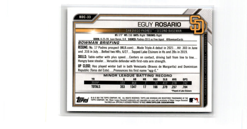 2021 Bowman Draft Chrome Eguy Rosario