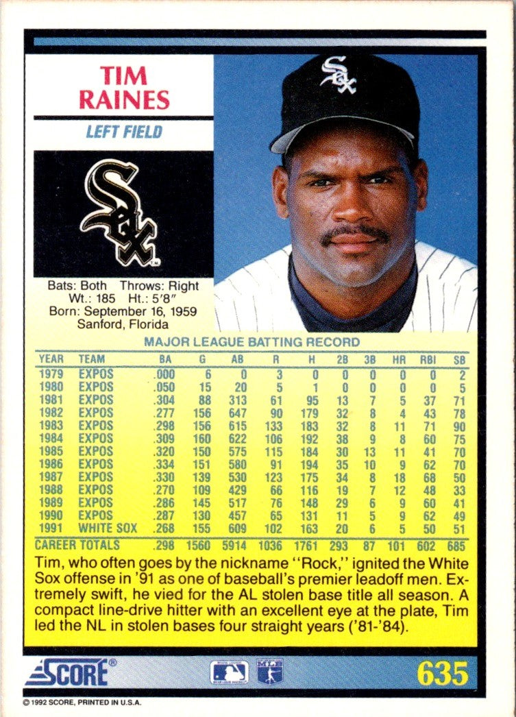 1992 Score Tim Raines