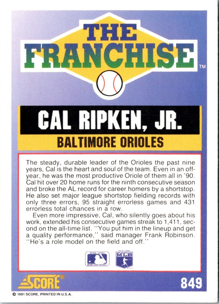 1991 Score Cal Ripken Jr.