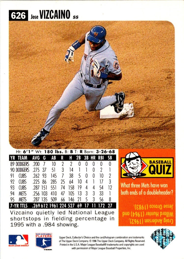 1996 Collector's Choice Silver Signature Jose Vizcaino