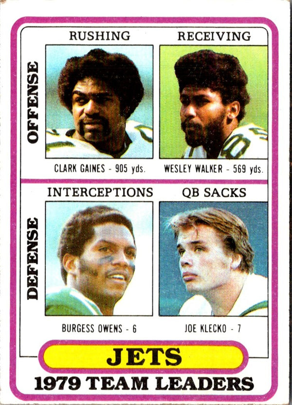 1980 Topps Team Checklists Clark Gaines/Wesley Walker/Burgess Owens/Joe Klecko #507