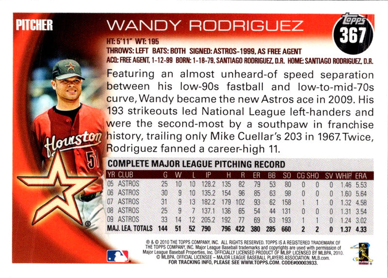 2010 Topps Wandy Rodriguez