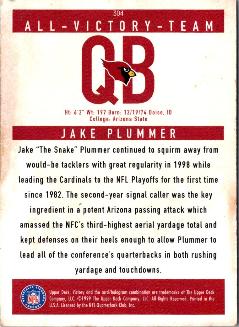 1999 Upper Deck Victory Jake Plummer