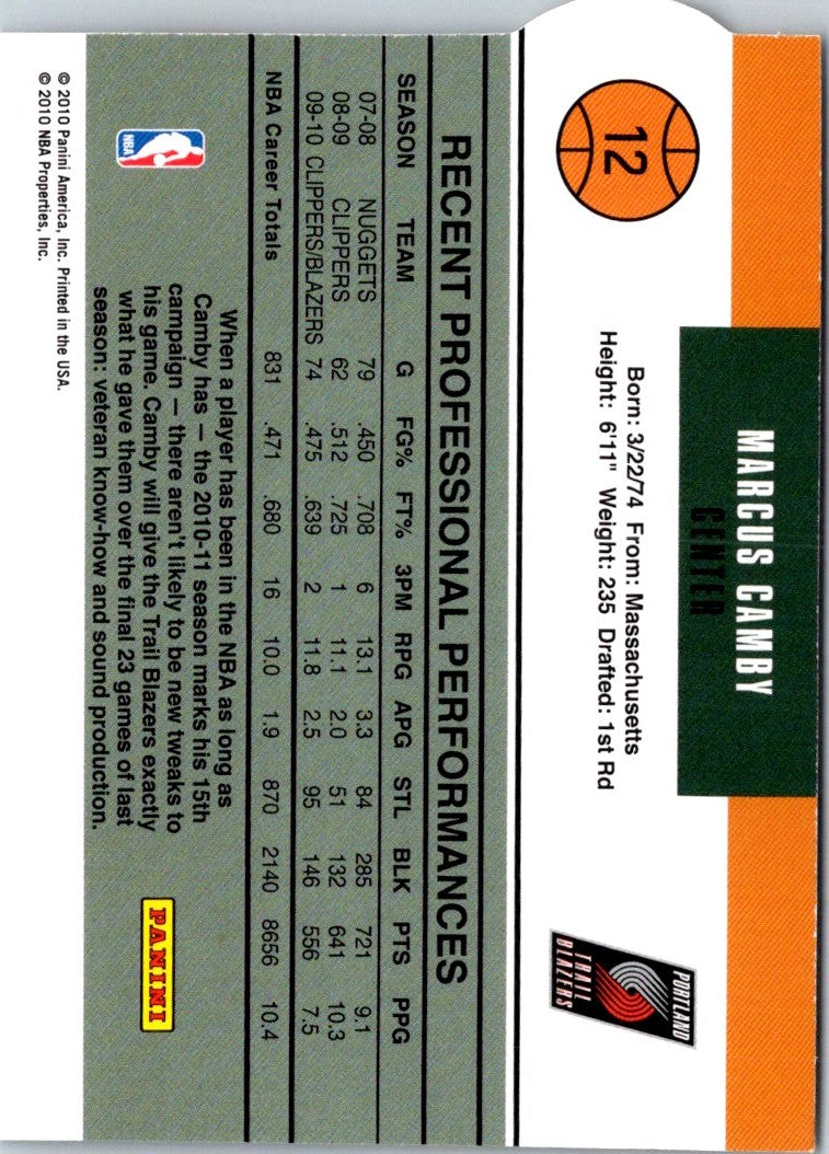 2010 Donruss Gamers Die Cuts Emerald Marcus Camby