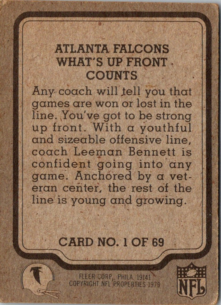 1979 Fleer Team Action What's Up Front Counts (Offense)