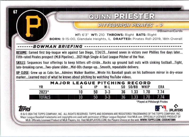 2024 Bowman Green Pattern Quinn Priester