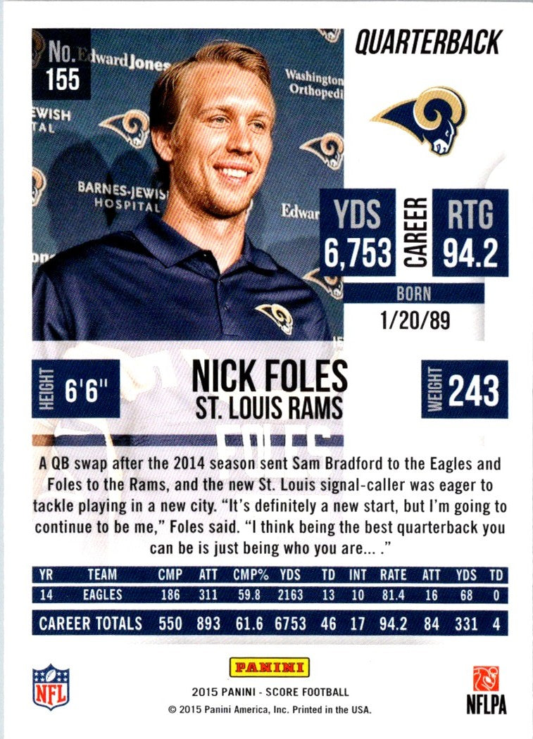 2015 Score Scorecard Nick Foles