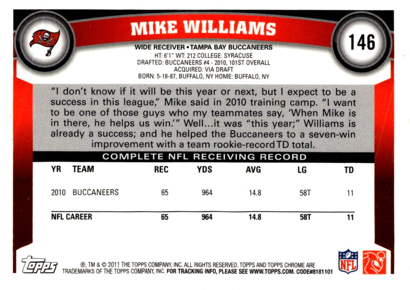 2011 Topps Chrome Mike Williams