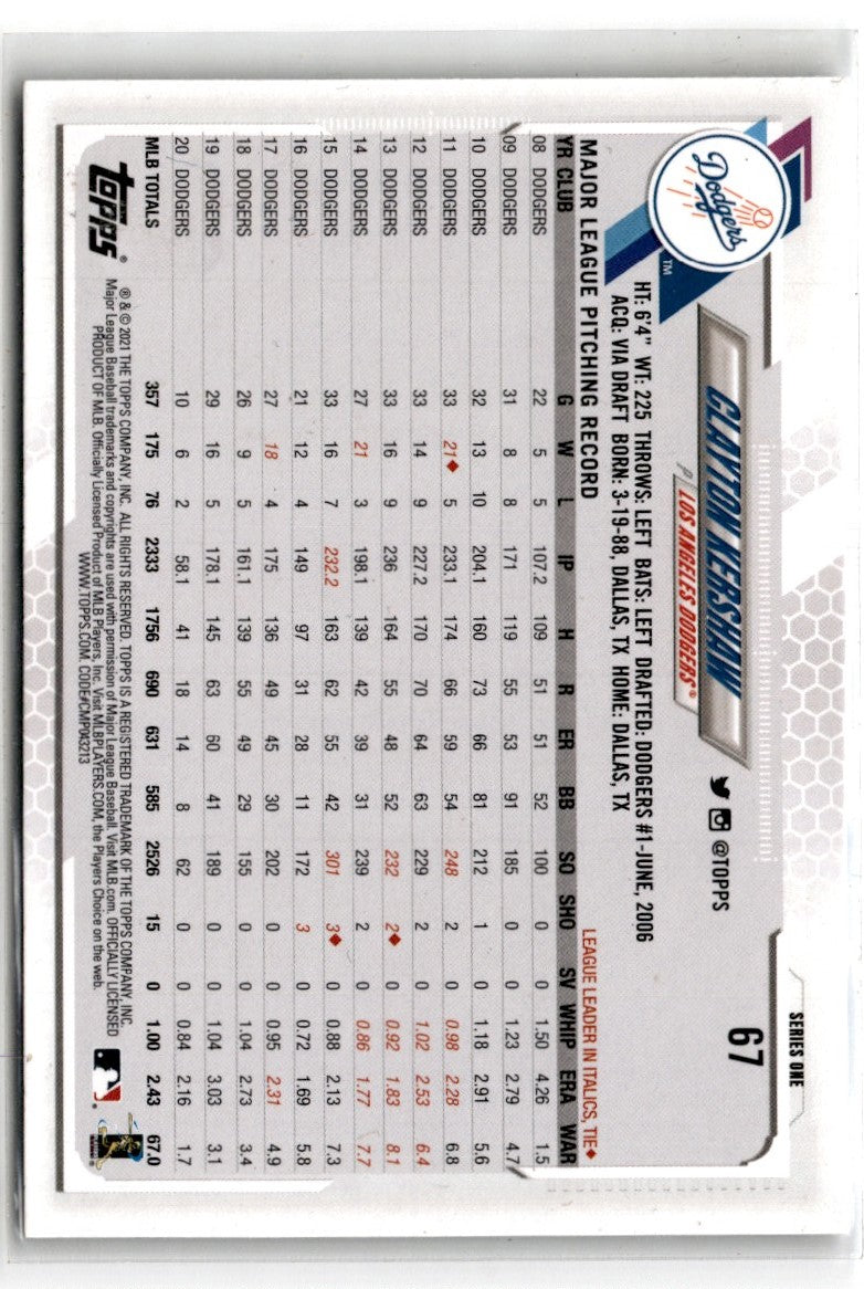 2021 Topps Clayton Kershaw