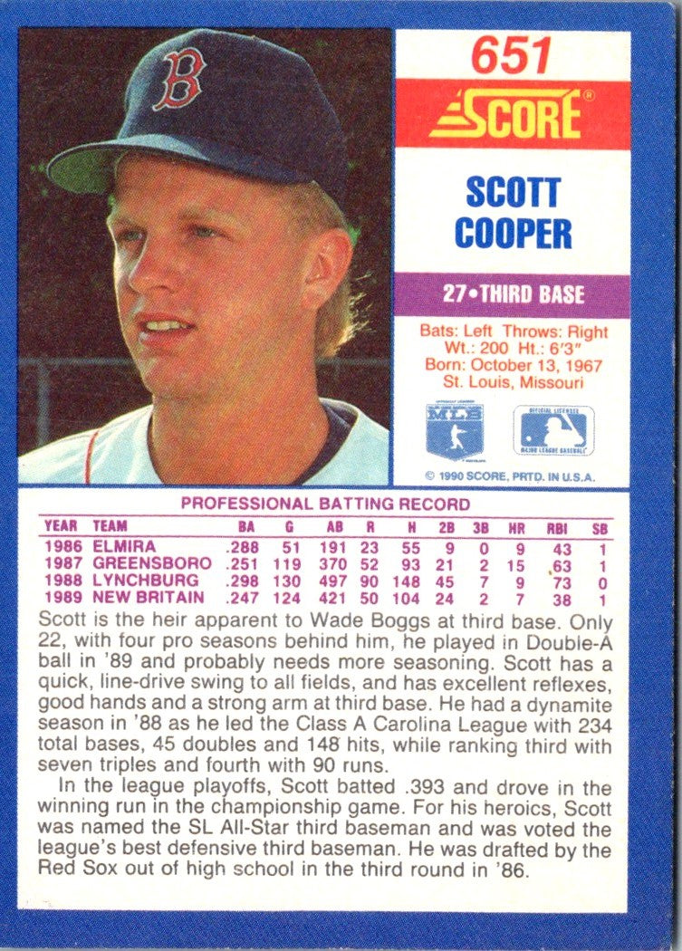 1990 Score Scott Cooper