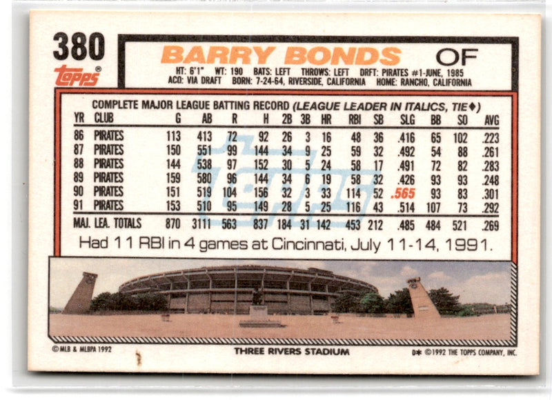 1992 Topps Gold Barry Bonds