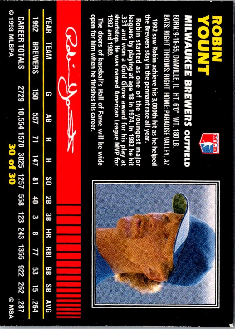 1993 Post Cereal Robin Yount