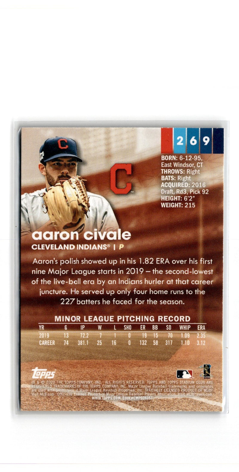 2020 Stadium Club Aaron Civale