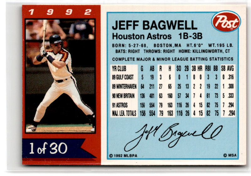 1992 Post Cereal Jeff Bagwell