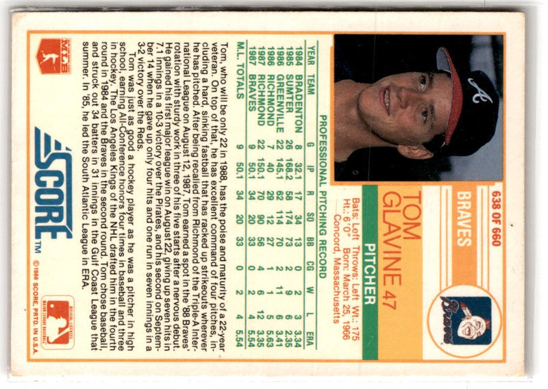 1988 Score Tom Glavine