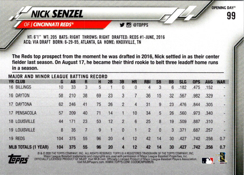 2020 Topps Opening Day Nick Senzel