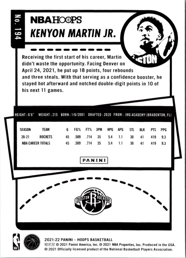 2021 Hoops Red Backs Kenyon Martin Jr.